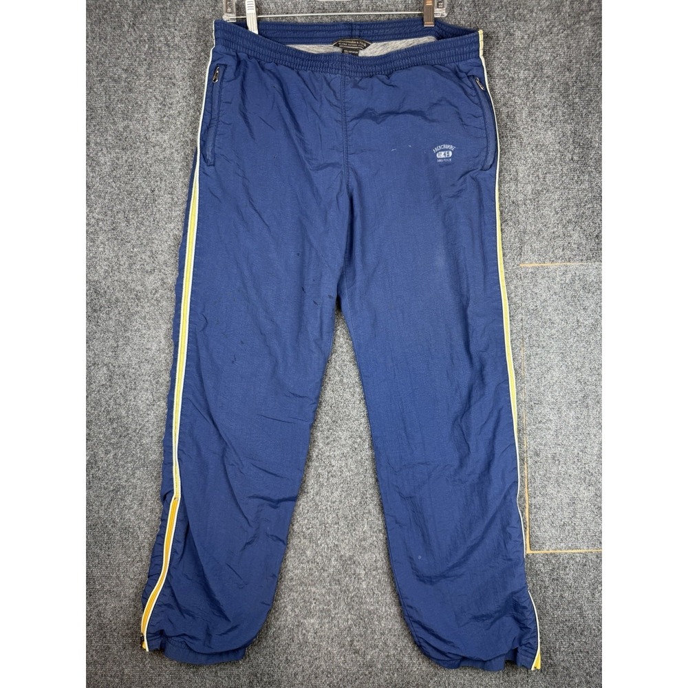 Vintage Abercrombie & Fitch Men's Track Pants S Blue Baggy Lined Nylon Y2K Gym